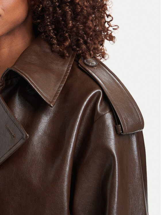 Simple Simple Giacca in similpelle 62KUDPU100 Marrone scuro Regular Fit