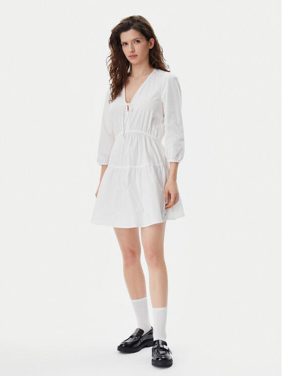 Tommy Jeans Tommy Jeans Sommerkleid DW0DW20341 Écru Regular Fit