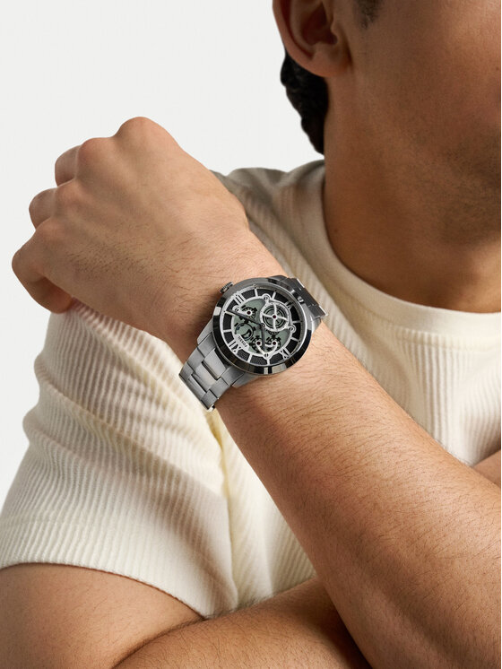 Fossil Fossil Ročna ura Townsman Big Tic FS6192 Srebrna