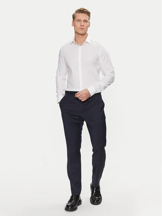 Calvin Klein Calvin Klein Koszula Non Iron Tonal Strct Slim Shirt K10K113848 Biały Regular Fit