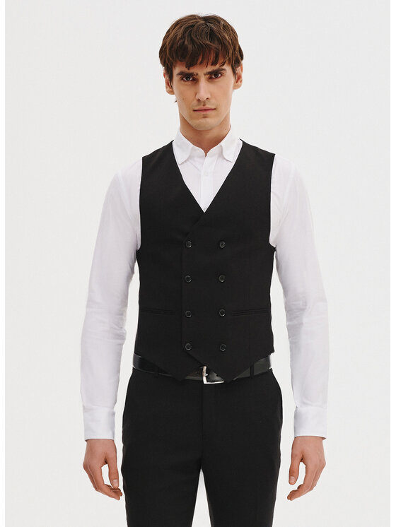 Pako Lorente Pako Lorente Kamizelka P25SF-8X-005 Czarny Slim Fit