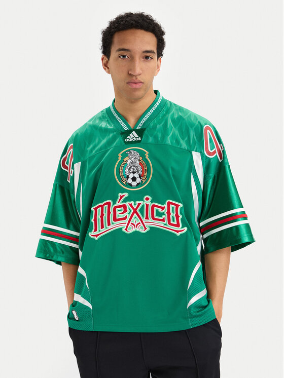 adidas Tričko Bringbacks Remixed Mexico KD5986 Zelená Oversize