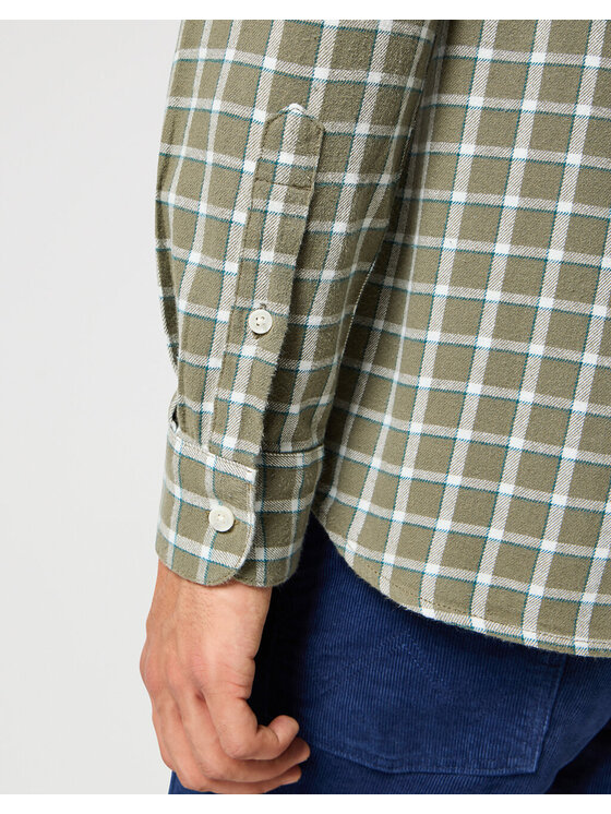 Wrangler Wrangler Koszula 1 PKT SHIRT Zielony Regular Fit