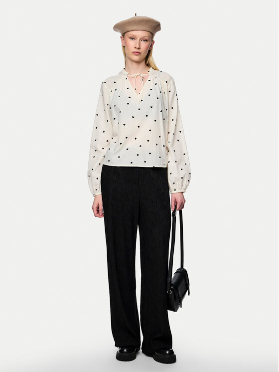 Pieces Pieces Majica 17151639 Écru Regular Fit