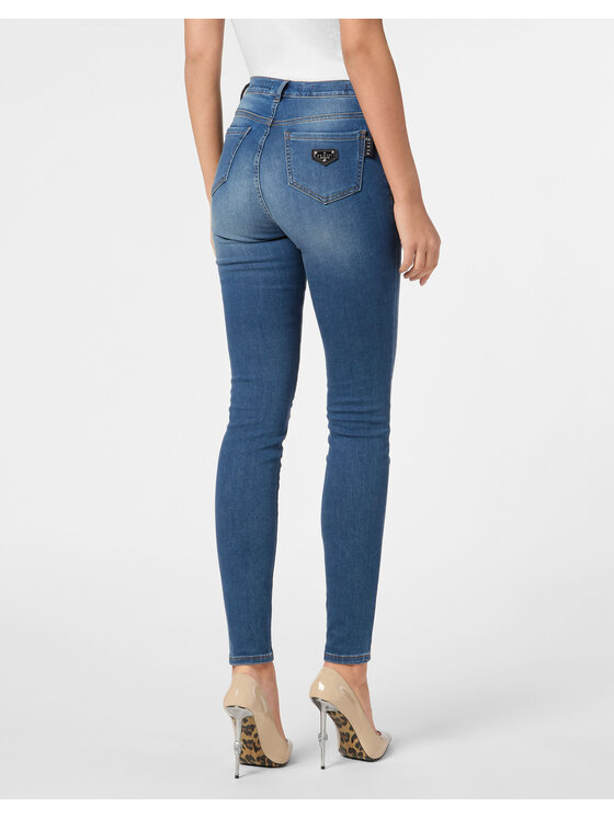 PHILIPP PLEIN PHILIPP PLEIN Jegginsy 313 Niebieski Jegging Fit