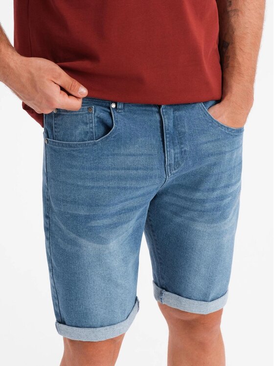 Ombre Ombre Szorty jeansowe OM-SRDS-0164 Niebieski Regular Fit