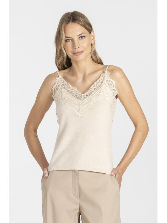 Deni Cler Milano Deni Cler Milano Top T-DC-0050-E5-85-12-1 Beżowy Regular Fit