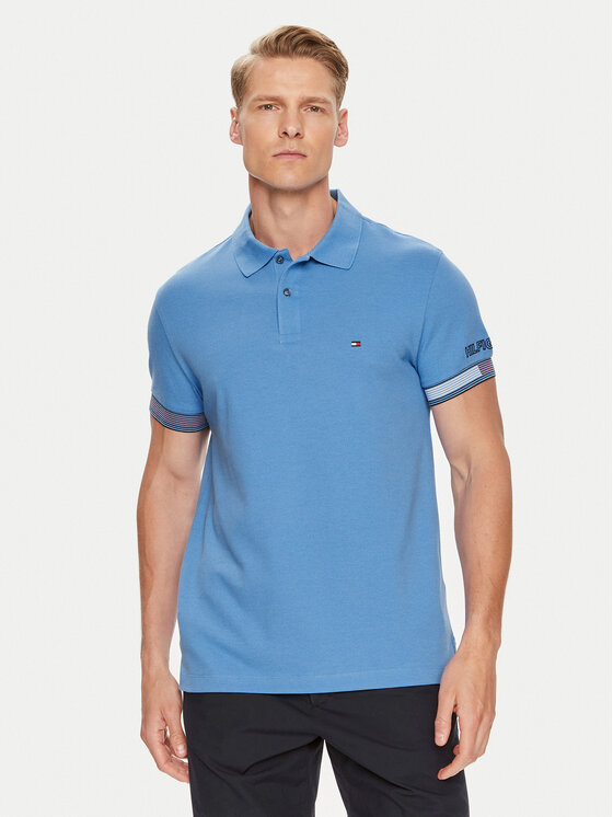 Tommy Hilfiger Polokošeľa Flag MW0MW34780 Modrá Slim Fit