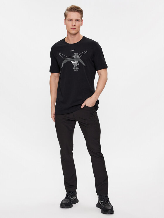BOSS Boss T-särk 50506358 Must Regular Fit