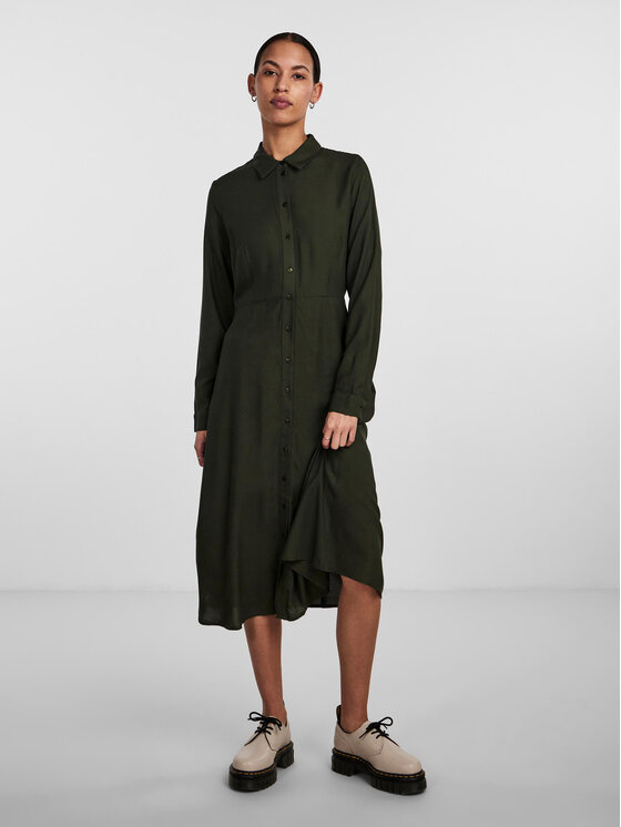 Pieces Pieces Haljina košulja 17140732 Zelena Regular Fit