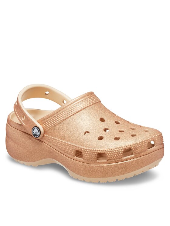 Crocs Şlapi Classic Platform Glitter Clog W 207241 Bej | Modivo.ro