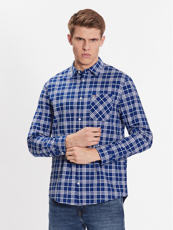 Tommy Jeans Krekls Small Check DM0DM16608 Tumši zils Classic Fit