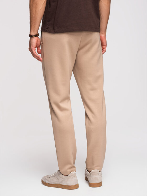 Ombre Ombre Spodnie dresowe OM-PSBC-0221 Beżowy Regular Fit