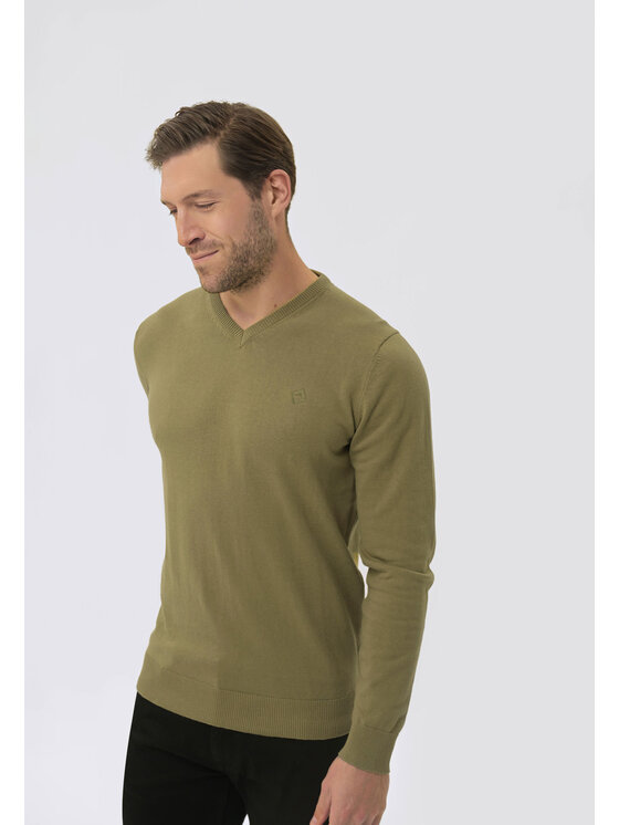 Volcano Volcano Sweter S-KLARO Zielony Regular Fit