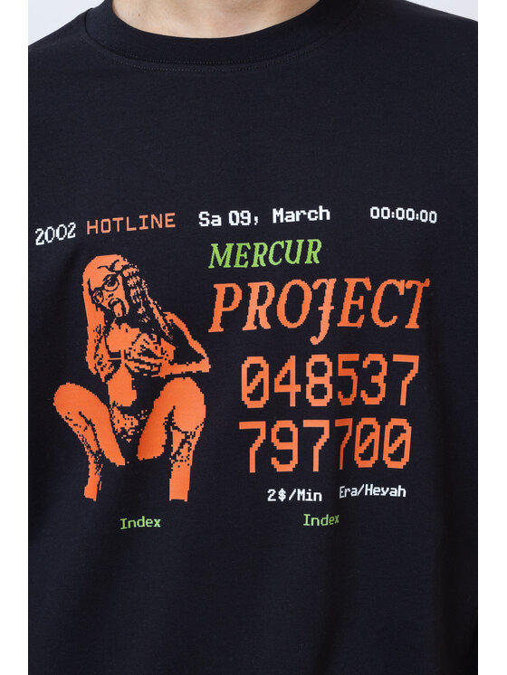 Mercur Mercur T-Shirt Hotline Czarny Comfortable Fit