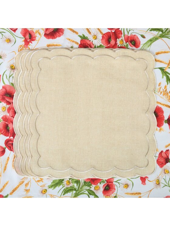 Roseberry Home Roseberry Home Serwetki haftowane Beige Petali Beżowy