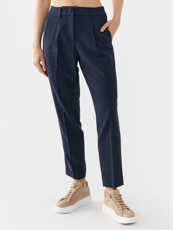 Weekend Max Mara Weekend Max Mara Kalhoty z materiálu Freccia 2351361133 Tmavomodrá Slim Fit