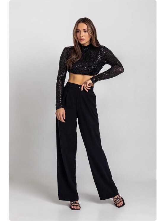 Chiara Wear Chiara Wear Bluzka SHINE Czarny Slim Fit