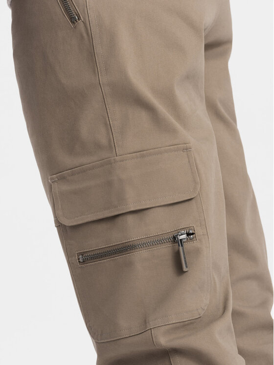Ombre Ombre Spodnie dresowe OM-PACG-0204 Khaki Regular Fit
