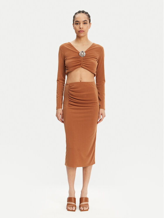 ViCOLO ViCOLO Midi szoknya UD0010 Barna Regular Fit