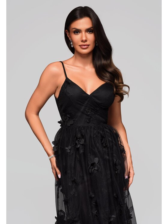 Ombre Ombre Sukienka wieczorowa LA-OM-DLR203 Czarny Regular Fit