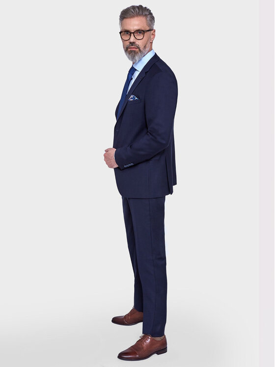 VILLARO VILLARO Marynarka MAR307 Granatowy Slim Fit