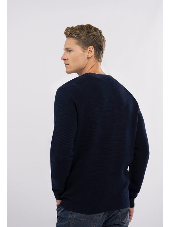 Volcano Volcano Sweter S-BRADY Granatowy Regular Fit