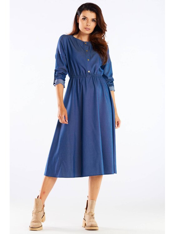 Awama Awama Vestito estivo A452 Blu Basic Fit