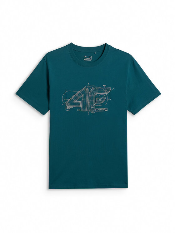 4F 4F T-Shirt COMMERCIAL 12 Turkusowy Regular Fit