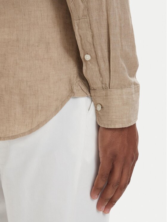 Tommy Hilfiger Tommy Hilfiger Риза MW0MW39271 Тъмнобежов Slim Fit