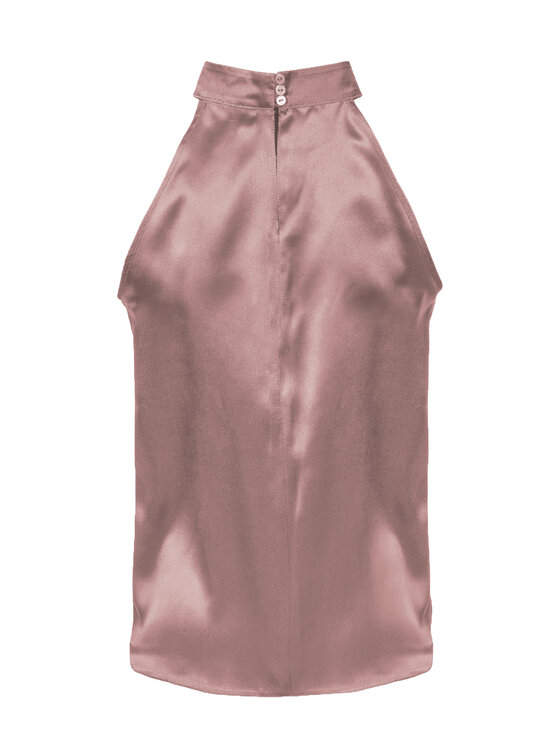 Cat&Cat Cat&Cat Top jedwabny z dekoltem typu halter Růžová Regular Fit