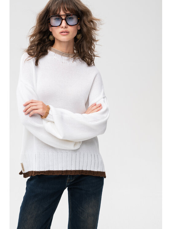 blue shadow blue shadow Sweter Koba Biały Regular Fit