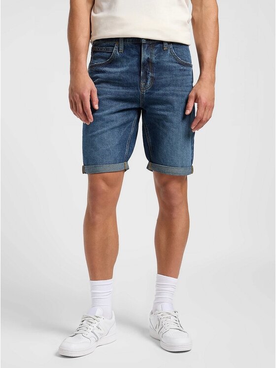 Lee Lee Szorty jeansowe 5 POCKET SHORT Niebieski Regular Fit