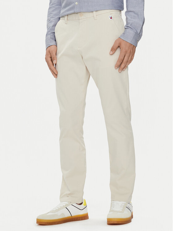 Tommy Jeans Chino nohavice Austin DM0DM19486 Béžová Slim Fit