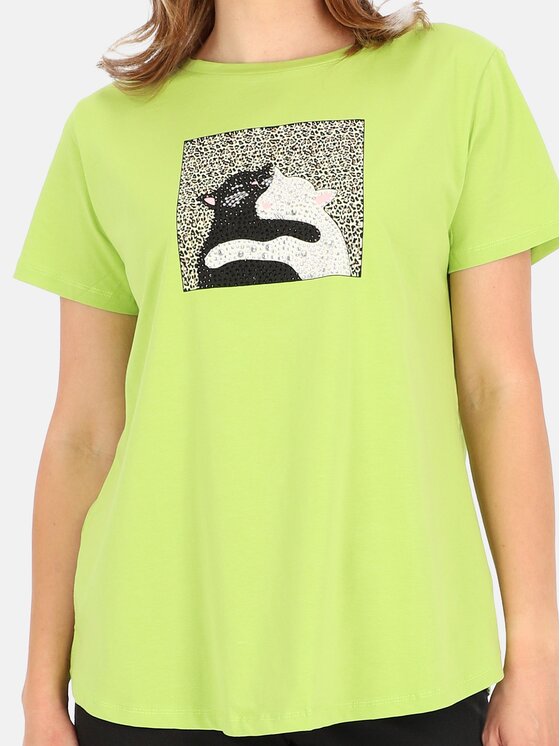 Perso Perso T-Shirt TCE245281F Zelená Regular Fit