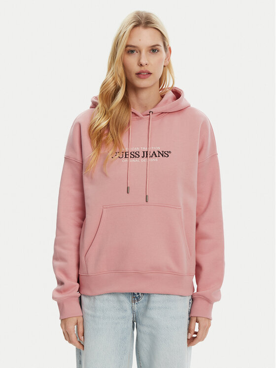 Guess Jeans Felpa W4YQ15 KC811 Rosa Regular Fit, taglia : S