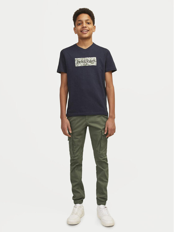 Jack&Jones Junior Jack&Jones Junior Bavlnené nohavice Paul 12151639 Zelená Slim Fit