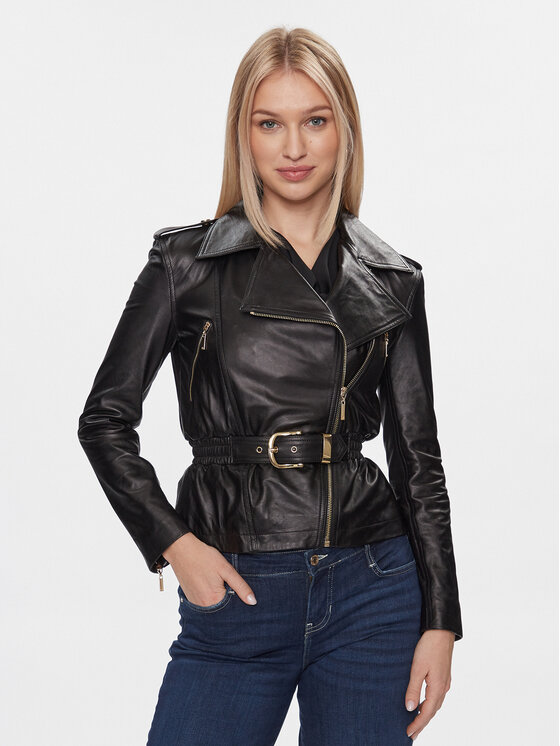 Marciano Guess Veste en cuir Lyall 4RGL05 7024A Noir Regular Fit Modivo
