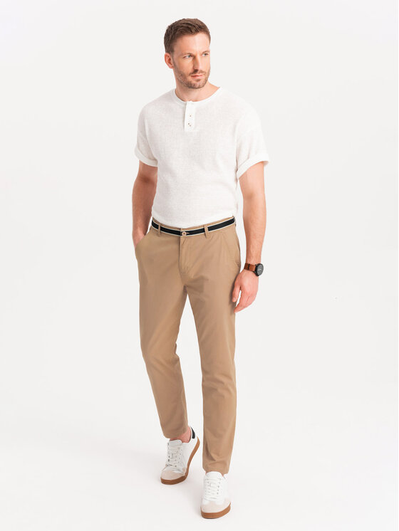 Ombre Ombre Chino kalhoty OM-PACP-0118 Béžová Regular Fit