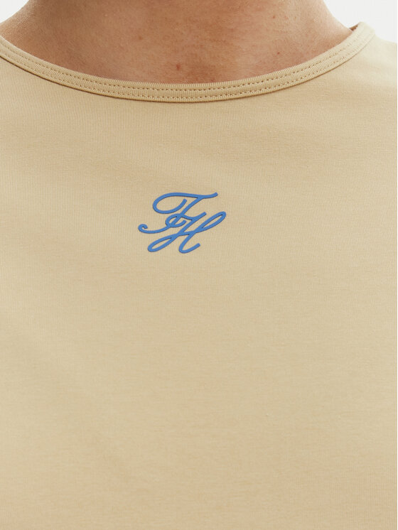 Tommy Hilfiger Tommy Hilfiger T-Shirt WW0WW48710 Beżowy Slim Fit