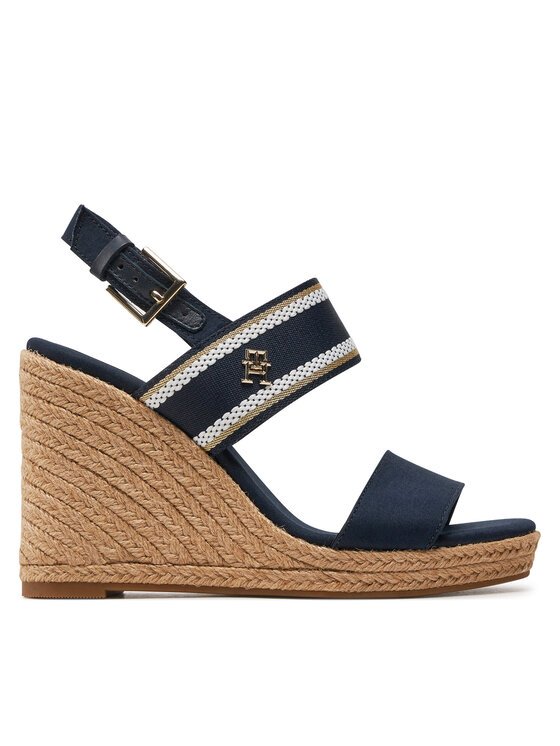 Tommy Hilfiger Espadrile Webbing High Wedge Sandal FW0FW08045 Mornarsko Modra