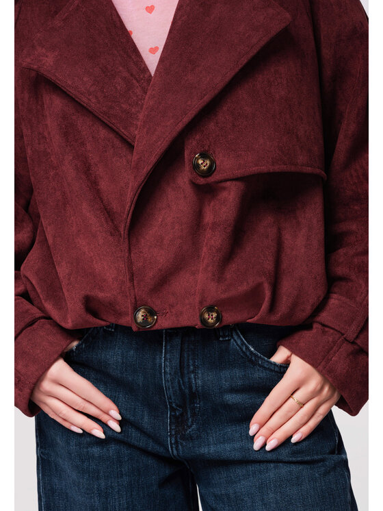 Ombre Ombre Kurtka przejściowa OW-JANP-0108 Bordowy Oversize