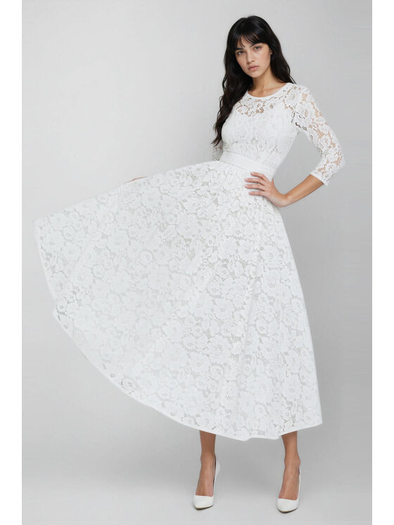 MATSOUR'I MATSOUR'I Sukienka elegancka Vicktoria White Biały A-Line Fit
