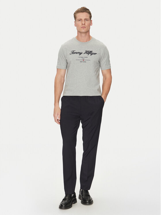 Tommy Hilfiger Tommy Hilfiger T-Shirt Script Logo MW0MW33691 Szary Regular Fit