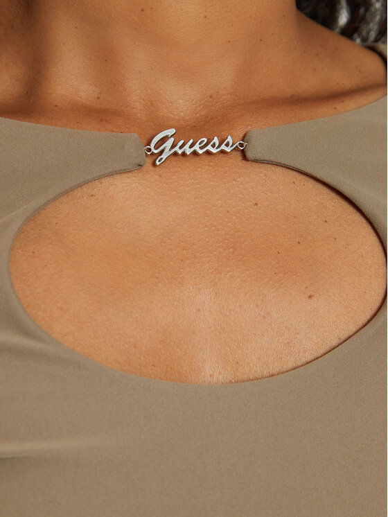 Guess Guess Μπλουζάκι W4BP09 KCDE0 Καφέ Slim Fit