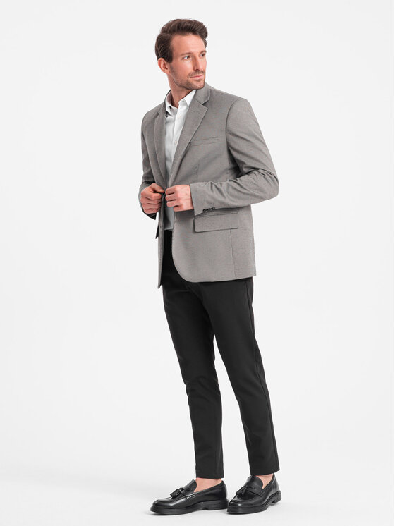 Ombre Ombre Marynarka OM-BLZB-0116 Szary Regular Fit