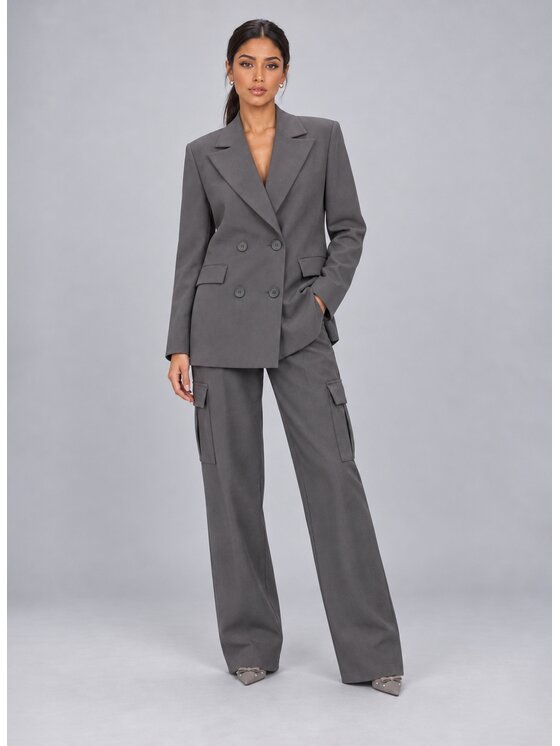 Love Saints Love Saints Marynarka L26WF-3Z-K05 Szary Oversize