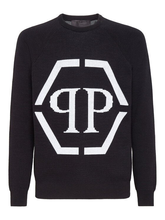 PHILIPP PLEIN PHILIPP PLEIN Sweter 8079 Czarny Regular Fit