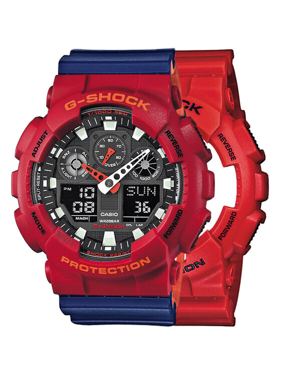 Casio Casio Zegarek SET GA-100B-4AER + BEZEL 10441433 + PASEK 10527467 Niebieski