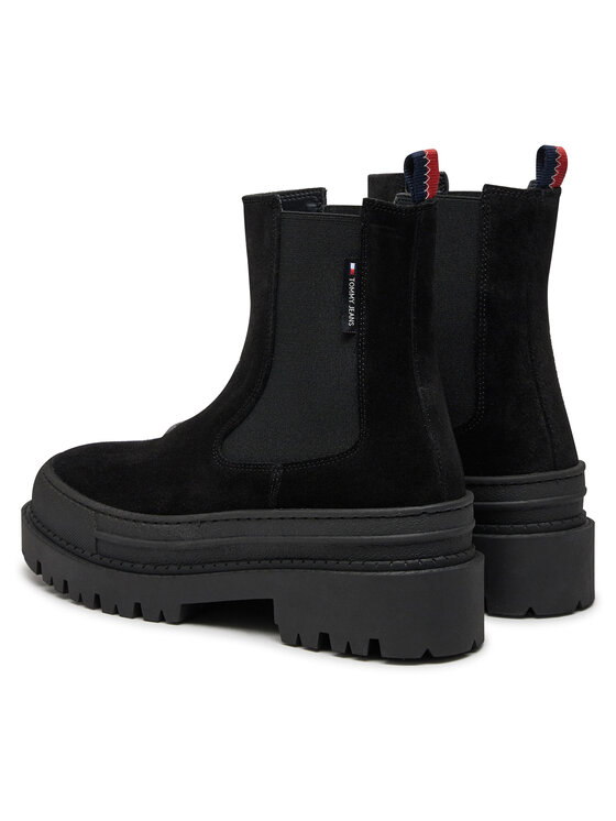 Tommy Jeans Tommy Jeans Kotníková obuv s elastickým prvkem Tjw Foxing Chelsea Suede EN0EN02631 Černá